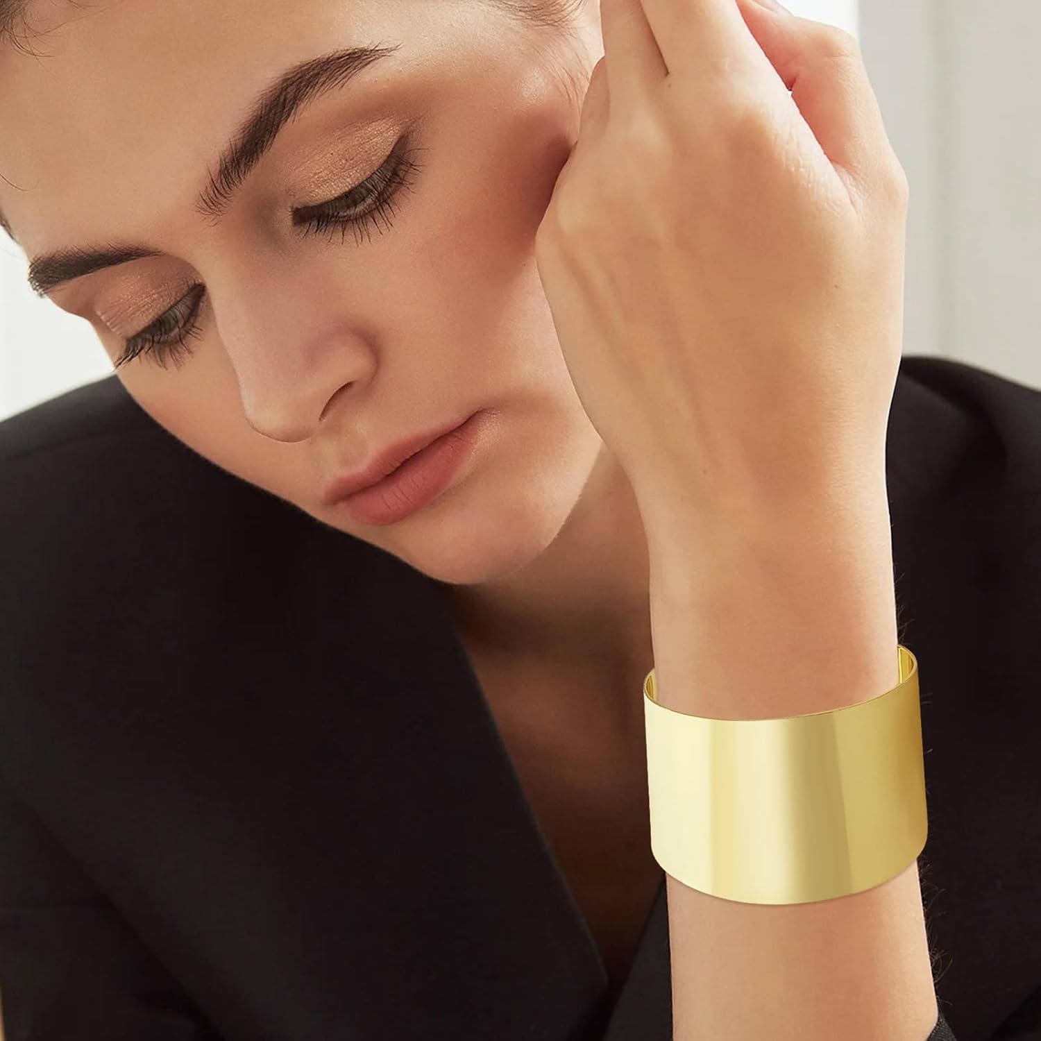 KOLODOGO Wide Cuff Chunky Gold Bracelets for Women Open Cuff Bangles Wrist Cuff Bracelets for Women - Image 2