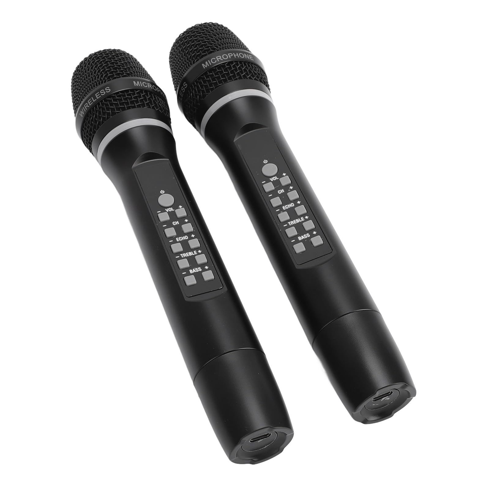 Microfono Wireless Doppio di Microfono Dinamico Cordless Portatile per Feste Karaoke in Casa All'aperto con Design in Alluminio Premium e Batteria a Lunga Durata
