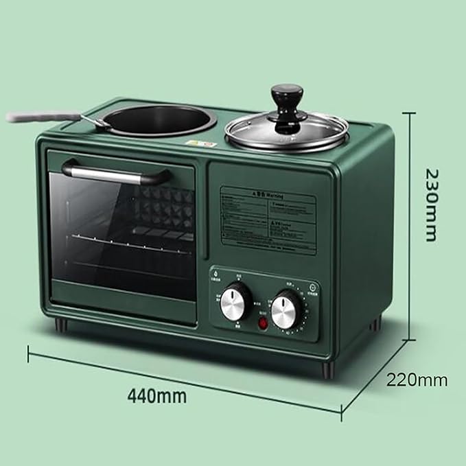 Máquina de Desayuno Eléctrica Multifuncional, Olla 1.2L, Horno 8L miniatura 3