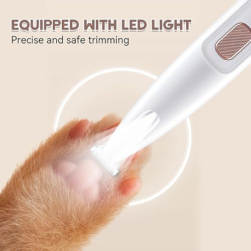 Miniatura 2 de Cortadora de patas de perro mejorada con luz LED, recortadora de patas para perros, eléctrica, cortapelos de mascotas pequeñas inalámbricas de bajo