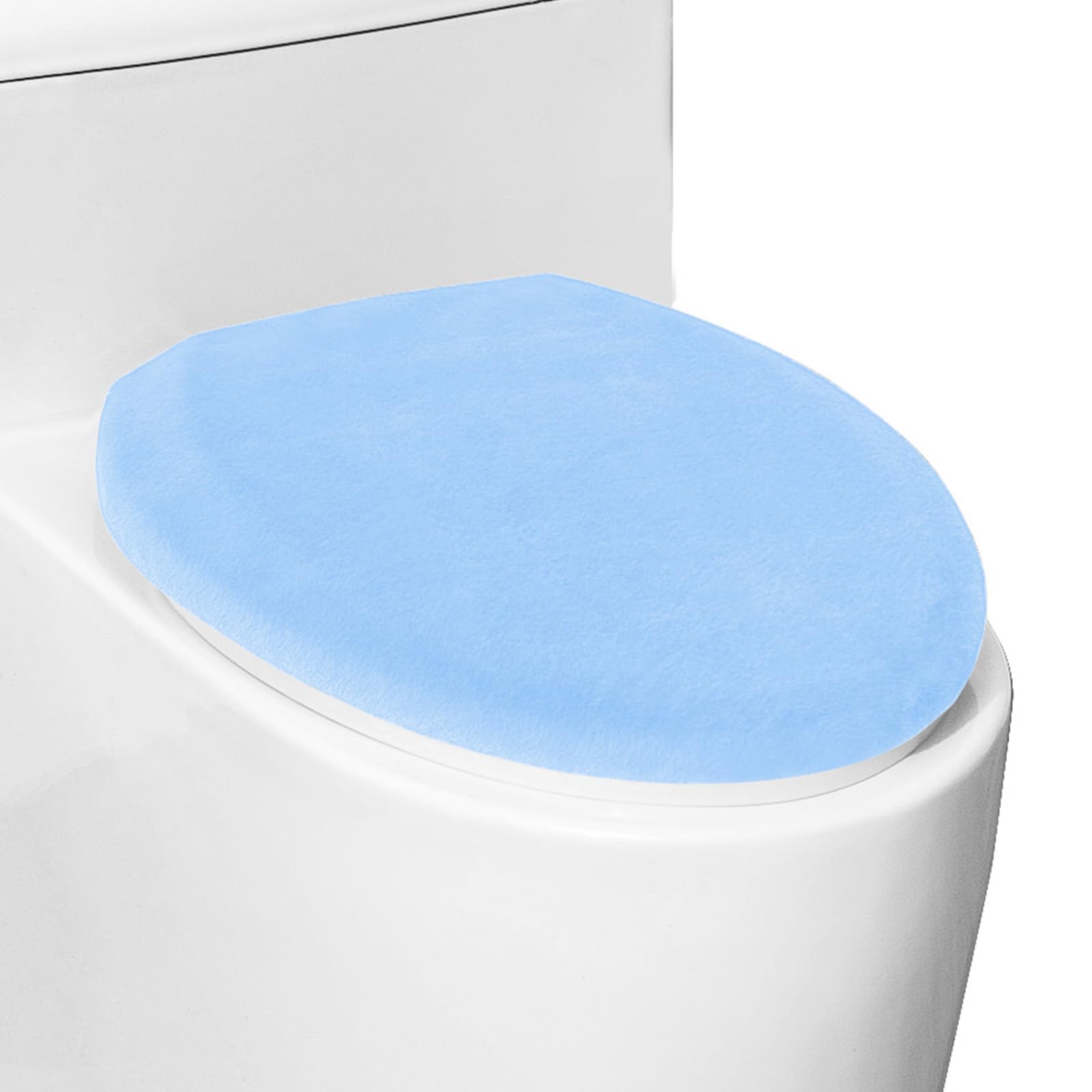 Comfortable Soft Plush Toilet Lid Cover for Bathroom, Machine Washable Toilet Seat Covers, Fits Most Round Elongated and Oblong Lids, Easy Installation& Cleaning (Sky Blue) โ image 1
