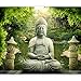 murando Fototapete selbstklebend Buddha 392x280 cm Tapete Wandtapete Klebefolie Dekorfolie Tapetenfolie Wand Dekoration Wandaufkleber Wohnzimmer Wald grün Zen Orient 10110903-12
