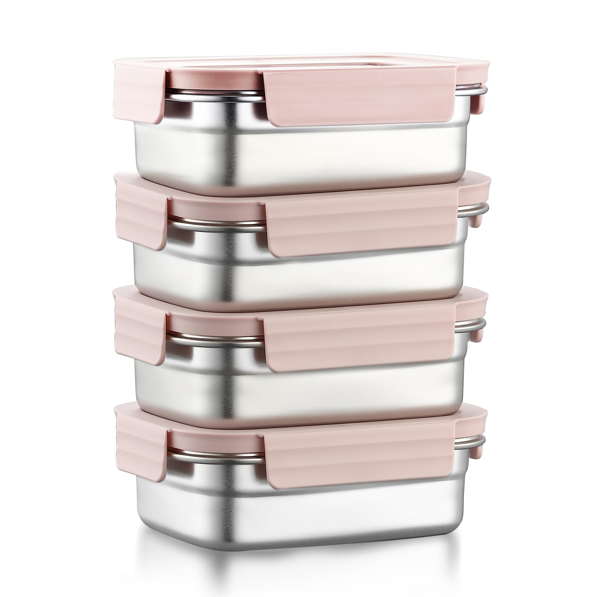 Misichao Small Stainless Steel Food Storage Containers with Lids Pink x 4