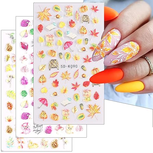 Calcomanías de arte de uñas en relieve de margaritas, 5D realistas de flores de primavera, suministros de decoración de uñas de verano 5D con hojas