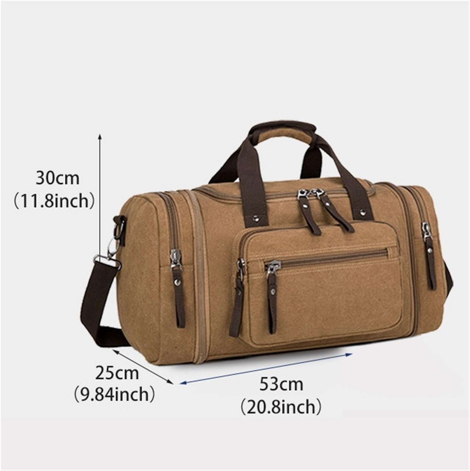 Bolsas de Viaje de Lona, ​​Gran Capacidad, Equipaje de Mano, Bolso de Lona for Hombre, Bolso de Viaje, Bolso de Fin de Semana(Brown)
