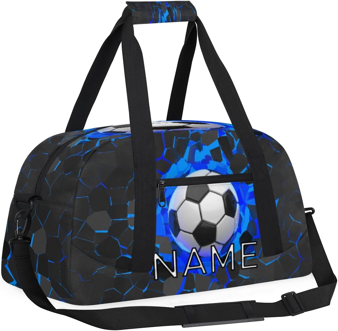 Personalized Kids Duffel Bag for Girls Boys Traveling Soccer Wall Theme Small Sport Gym Bag Custom Overnight Weekender Tote Bag Carry on Teen Dance Bag for Gymnastic Ballet - Image 3
