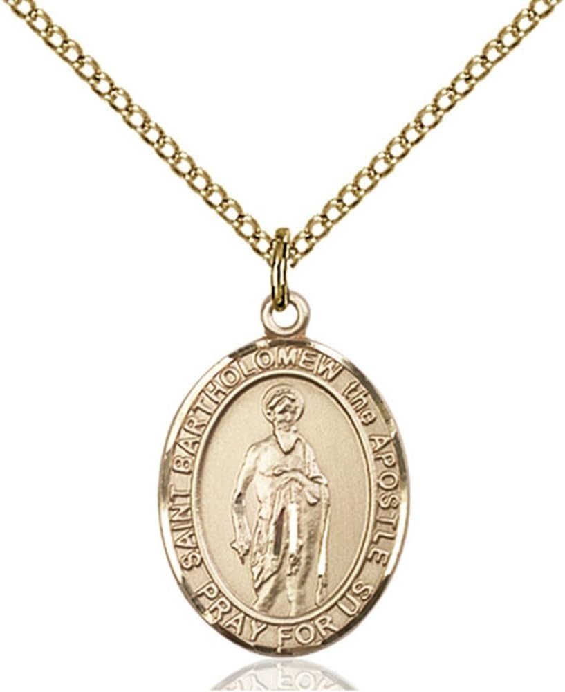 Bonyak Jewelry St. Bartholomew The Apostle Hand-Crafted Oval Medal Pendant in 14kt Yellow Gold-Filled