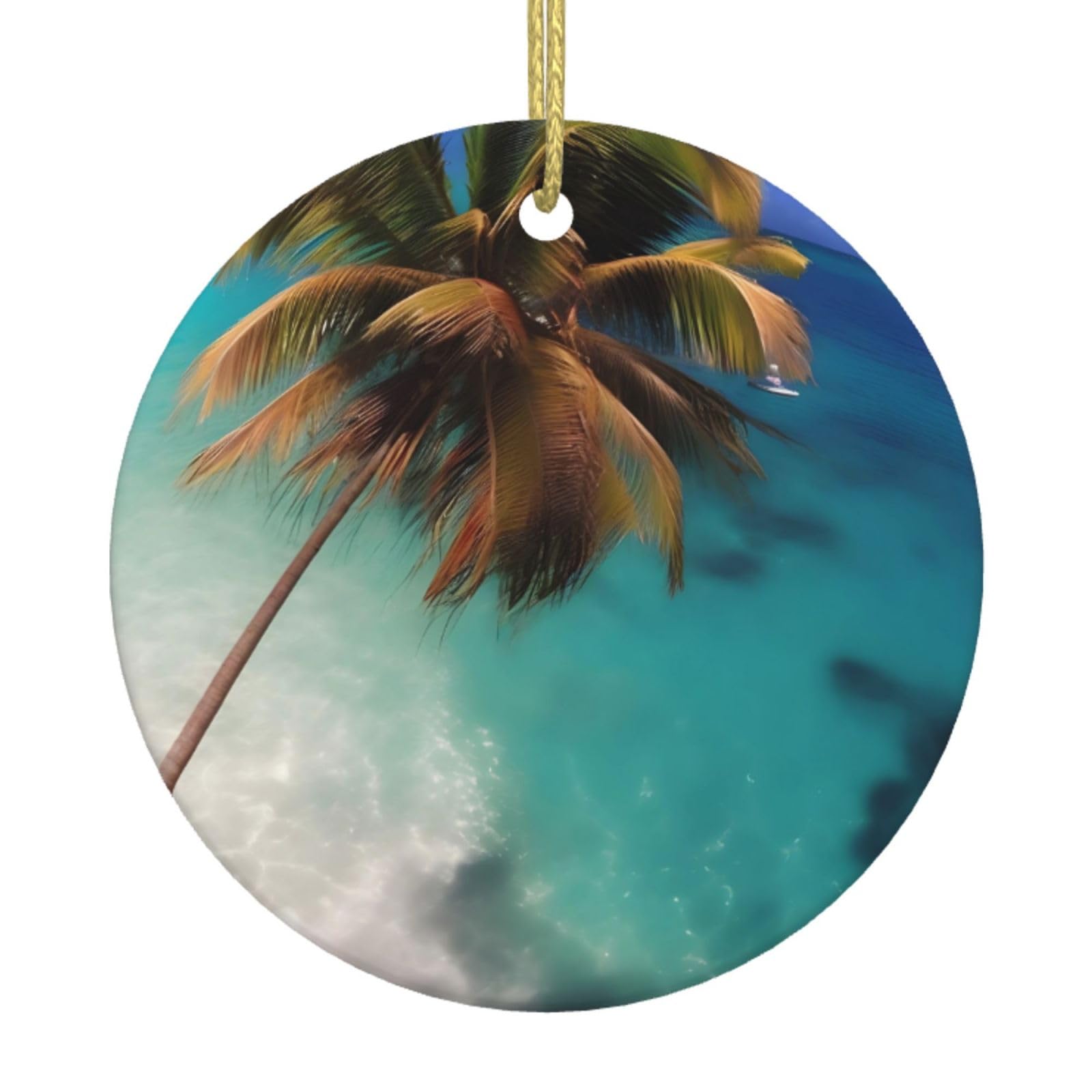 Caribbean Islands Printed Christmas Tree Ceramic Ornaments Holiday Decoration Christmas Unique Pendant for Christmas Party