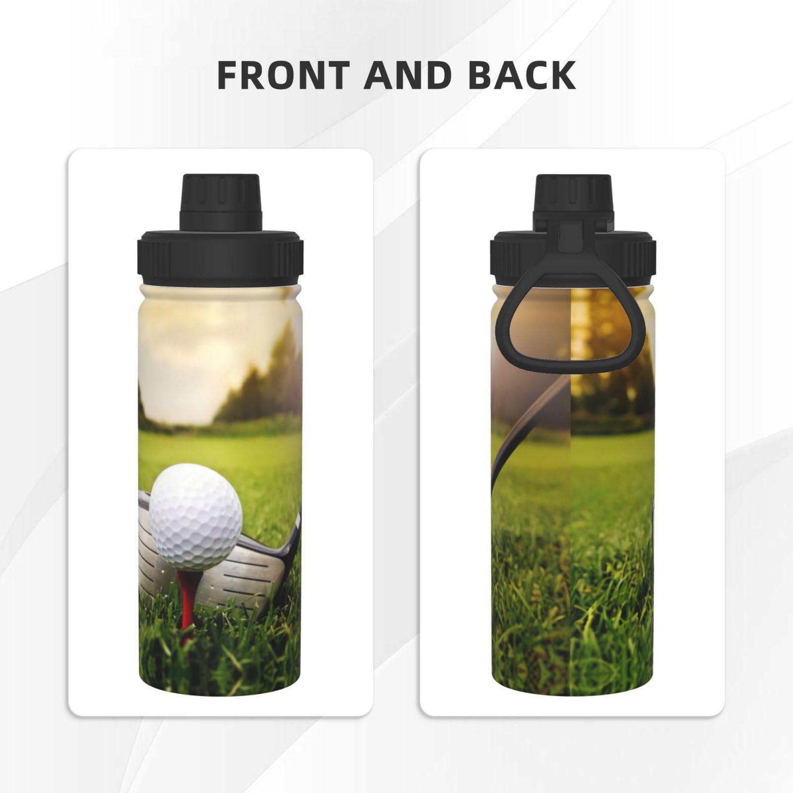 Botella de agua de acero inoxidable con aislamiento de doble pared para camping, senderismo, pelota de golf