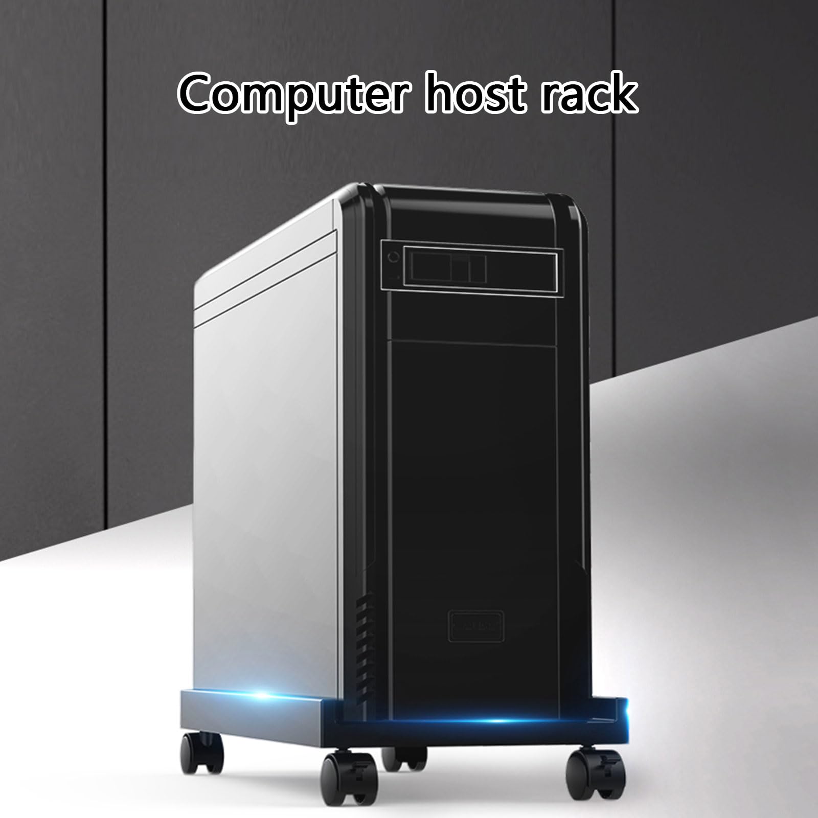 Soporte universal para CPU con dos ruedas bloqueables y base elevada para evitar salpicaduras de agua