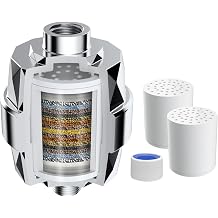 Hibbent Shower Filter for Hard Water, High Output Shower Head Filter to Remove Chlorine and Fluoride, 20 Stage Showerhead Filter, Shower Water Filter with 2 Replaceable Filter Cartridges, Chrome