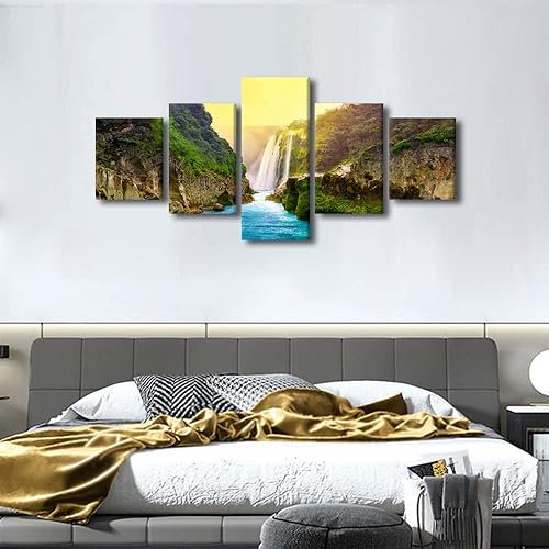 Vista 199 de TUMOVO 5 paneles de arte de pared de volcán en México, impresión sobre lienzo, paisajes naturales, cuadros para dormitorio, decoración del hogar