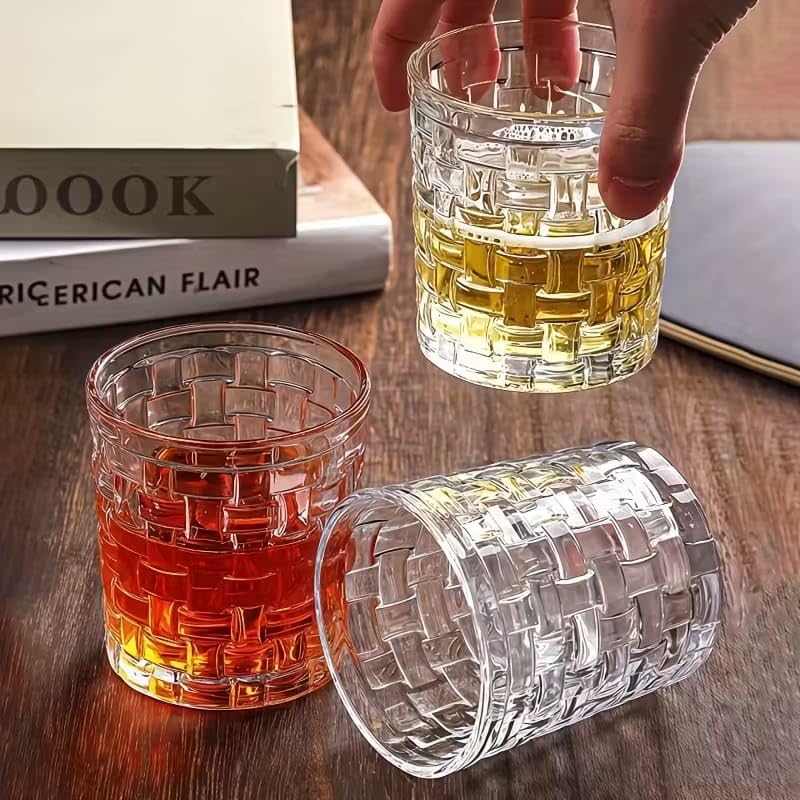 Image of PrimeWorld Crystal Whiskey Glasses Set of 6 | 250ml Hand-Blown Crystal Drinking Glasses with Weighted Bottom | Premium Barware for Bourbon, Scotch, Cocktails, Whisky, Wine & Beverages