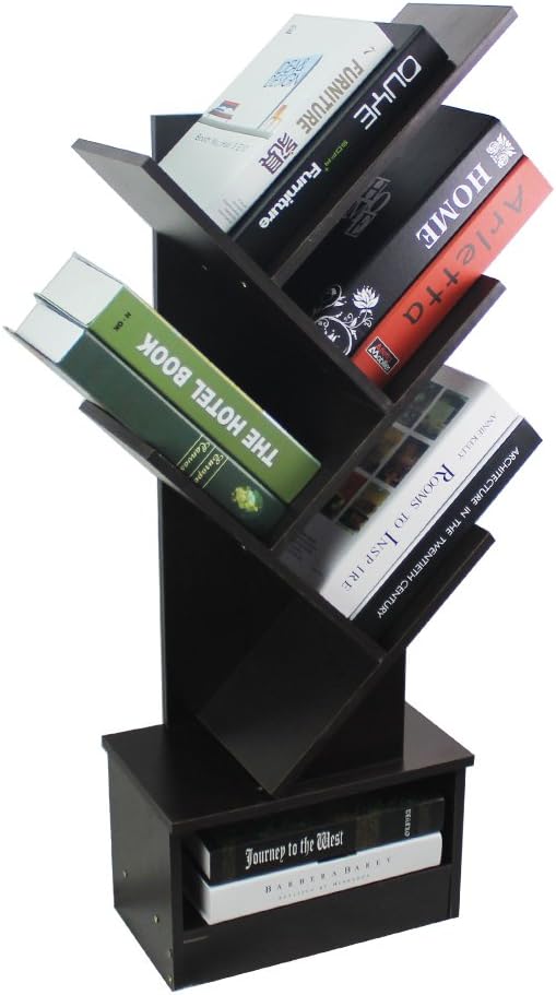 Raumeyun 5-Shelf Tree Bookcase with a Storage.Special Design Bookshelf, Display Storage Rack for CDs, Movies， Files & Books.Decorating Offices, Living Rooms and Studies.