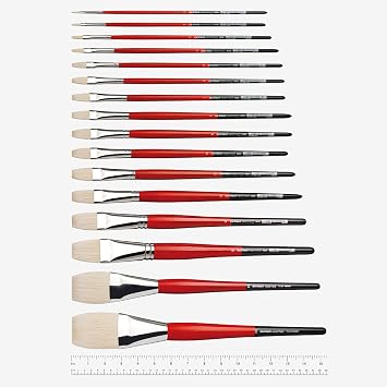 da Vinci Hog Bristle Series 5023 Maestro 2 Artist Paint Brush, Flat Long-Length with Red Handle, Size 6