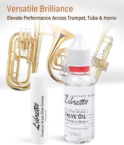 Miniatura 8 de Libretto Paquete de lubricantes de latón, juego de 2, aceite de válvula de 1 onza + grasa deslizante de 0.16 onzas, inodoro, puro, materiales de