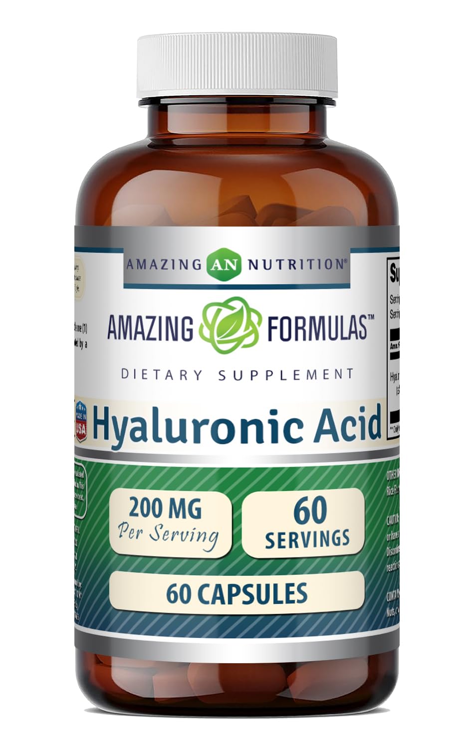 Amazing Formulas Hyaluronic Acid 200 Mg Per Serving Capsules Supplement | Non-GMO | Gluten Free | Made in USA (60 Count) Unflavored - 60 Count | 1 Pack