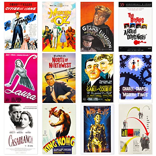 Vintage Classic Movie Posters Set 12Pcs of Best Rated Movie Posters