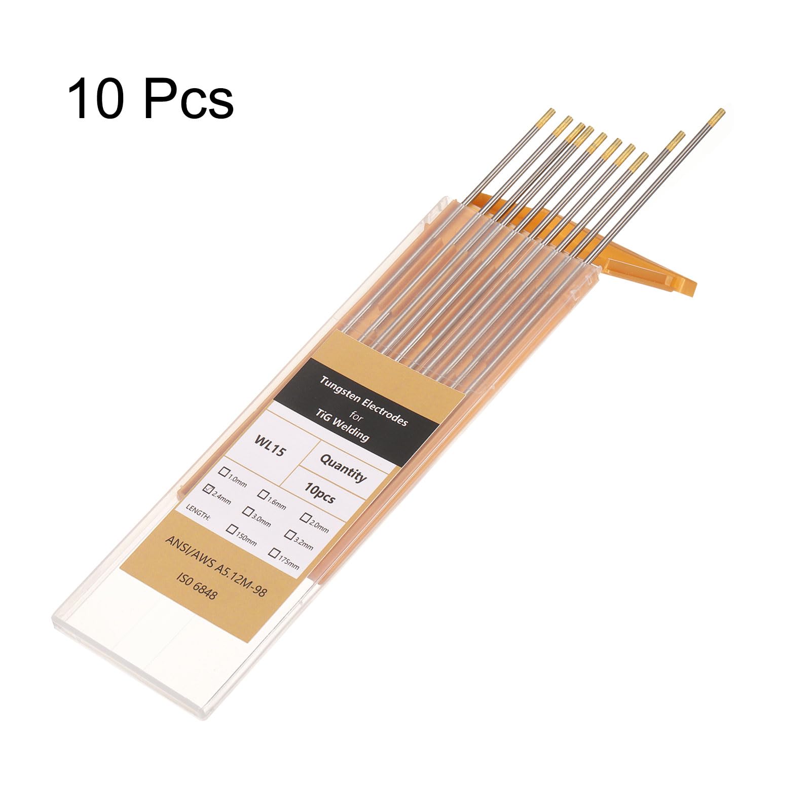 QUARKZMAN 10 Stück TIG Schweiß Wolfram Elektroden 3/32" x 7" 1.3-1.7% Lanthan Für Edelstahl Schweißen Aluminium Magnesium Legierung Schweißen Industrie Fertigung Goldton WL15