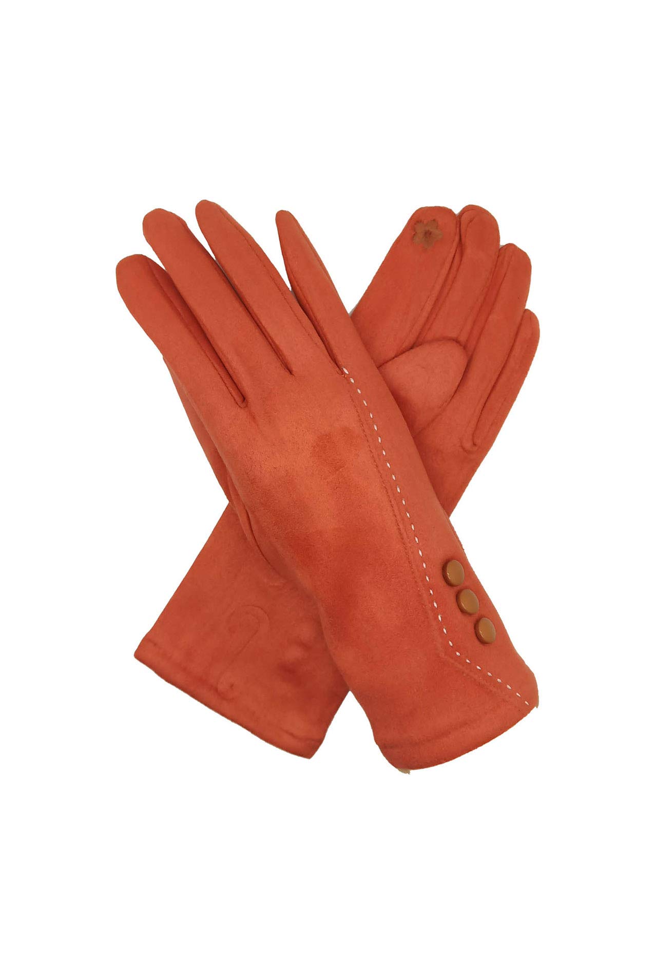 Finecy In Women's Orange - Gloves Fashion Velvet Gloves Featuring Buttontouch Screen Finger Mittens (Orange)