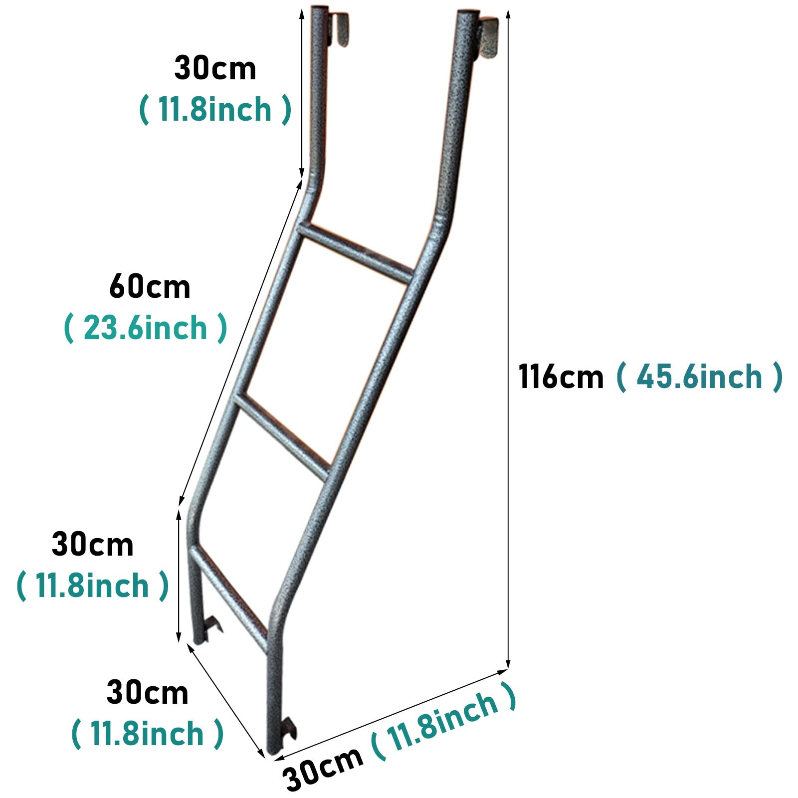 LXLZYXSF Kinderzimmer Doppelstockleiter Einhängeleiter Erhöhte Bettleiter 3 Stufen, Hochbett-Leiter Für Sohn Tochter, Eisen Ersatz Leiter (Color : Black, Size : 1.16m/3.8ft/45.6in)