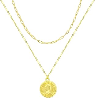 سلسلة متعددة الطبقات بدلاية مرصعة بشكل عملة مصنوعة من الذهب عيار 18 قيراطا بنقشة وجه الملكة للنساء قابلة للتعديل والتنسيق مجموعة قلادات وسلاسل بطوق ضيق تُغلق بمشبك ورق مجوهرات غير معروف