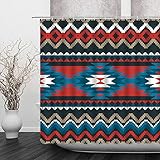 Aztec Shower Curtain Southwestern Native American Ethnic Pattern Navajo Vintage Abstract Geometric Tribal Colorful Fabric Bathroom Decor Curtain Thumb #1