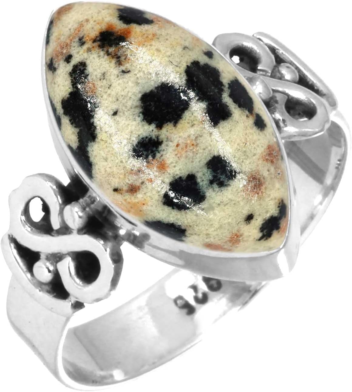 Natural Gemstone Ring For Women Tiger Eye, Lapis, Onyx, Crystal Marquise Boho Genuine 925 Sterling Silver Handmade Jewelry