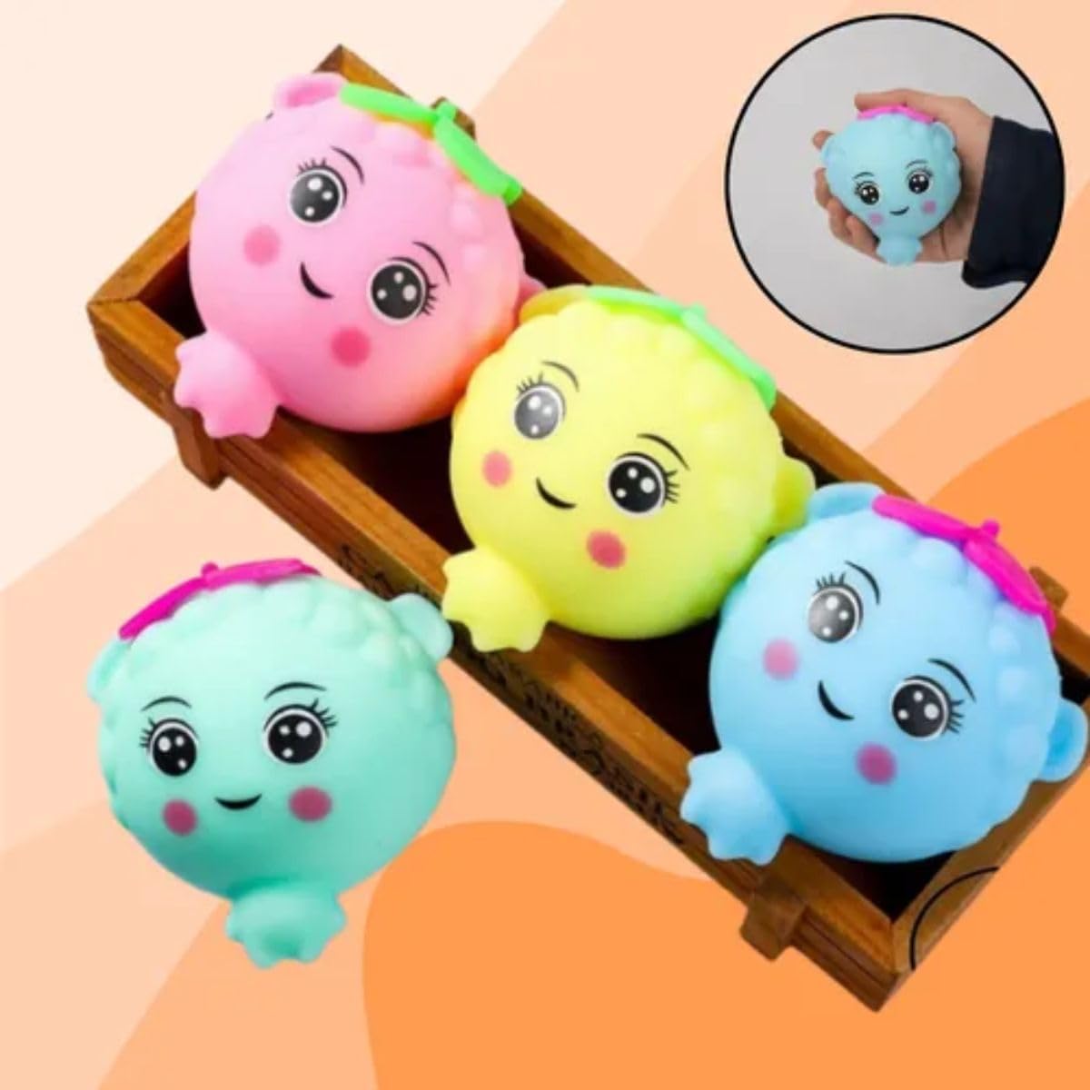 Bola Anti Stress Squish Multicolorido – Brinquedo Sensorial Divertido e Relaxante Frutinhas e Bolinhas.