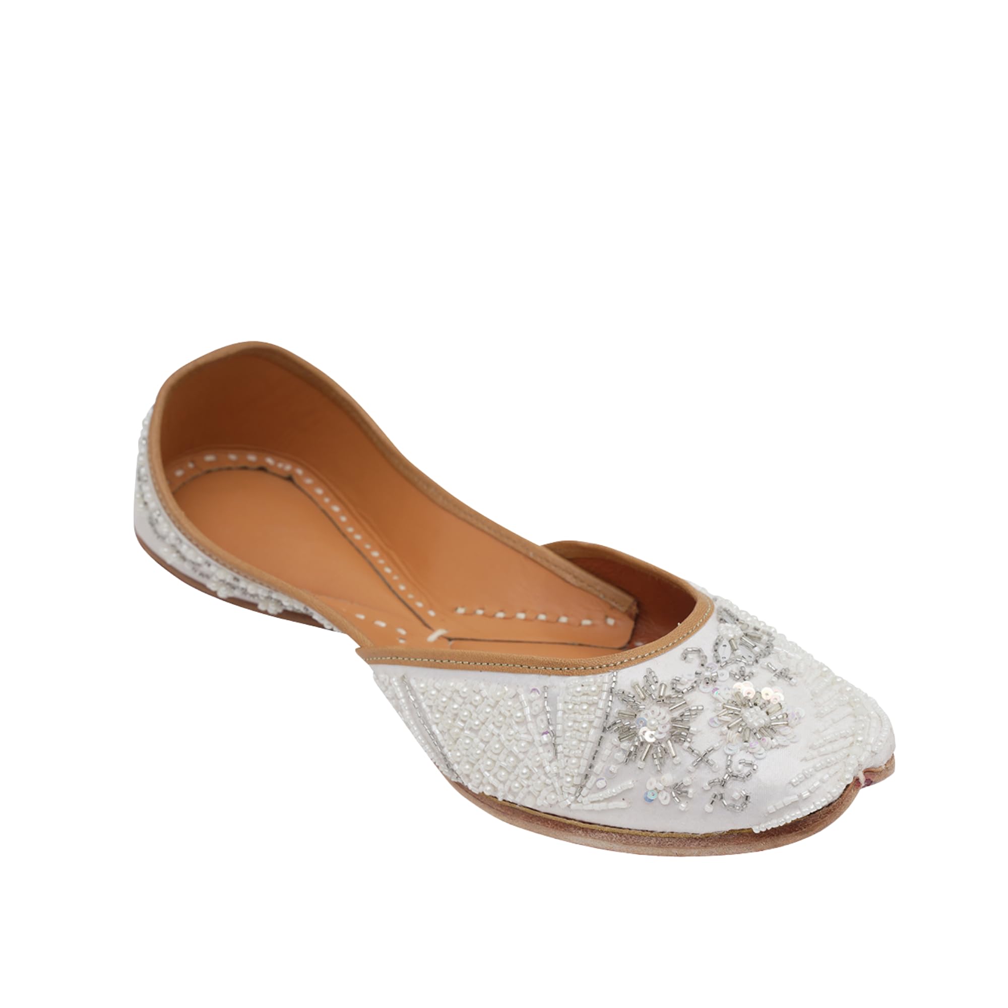 Women Embroidered Mojaris Flats | White Color-image-19