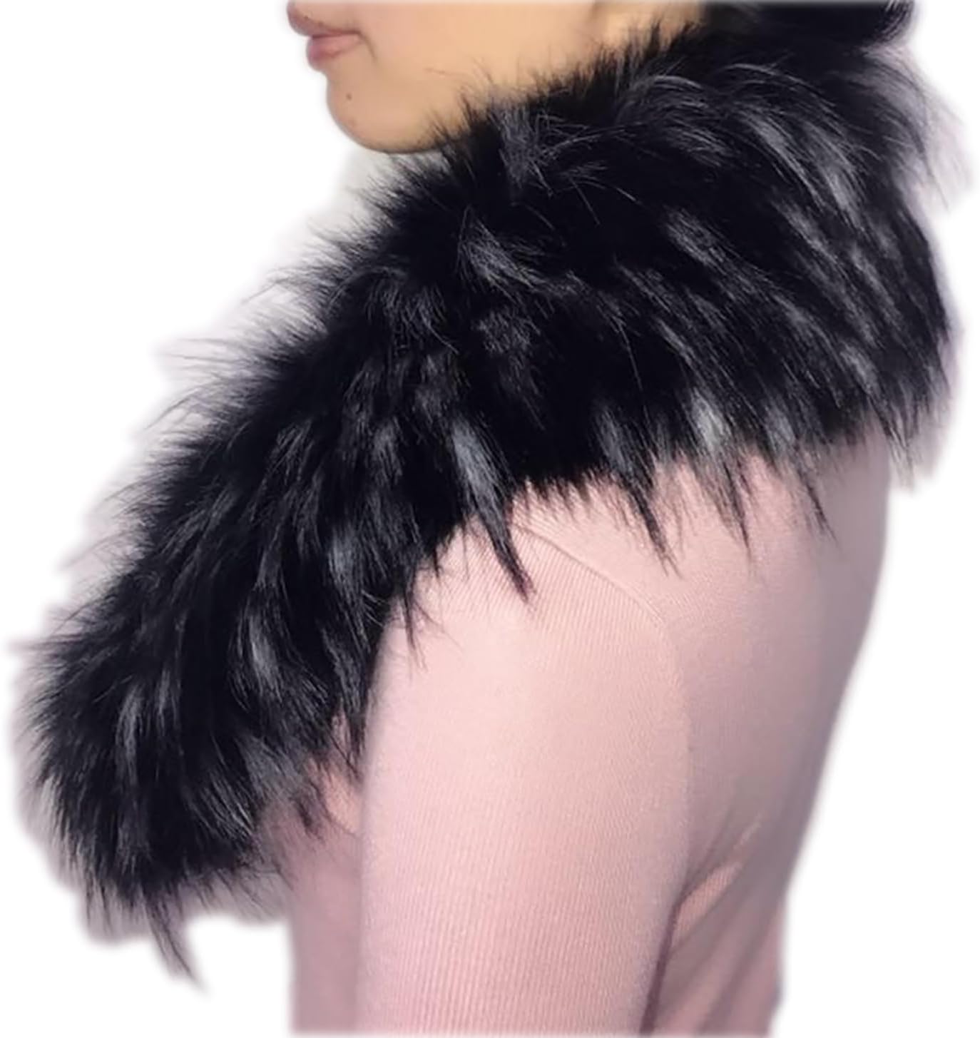 Faux Fur Hood Trim Replacement Collar Detachable Scarf Wrap for Coat Sweater Jacket image 2
