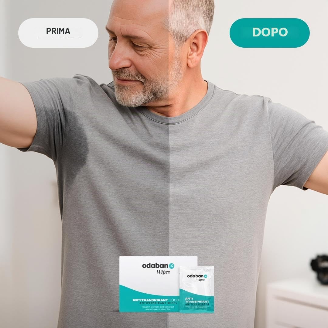 odaban® Set Antitraspirante & Deodorante Gel + Salviette | controllo sudore e odori su viso, mani, piedi e schiena | salviette deodoranti monouso per ascelle e viso | azione rapida, unisex