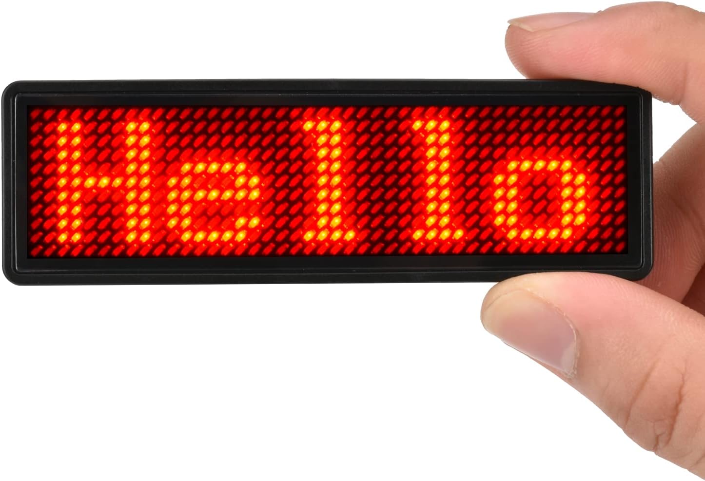 LED Name Tag, Rechargeable Wireless Bluetooth LED Name Badge Reuseable Price Tag 44x11 Pixels Digital Sign Temperature Display for Restaurant Shop Exhibition Nightclub Hotel Red