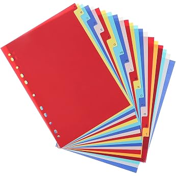 21 Part Index for A4 Folders Folder Dividers