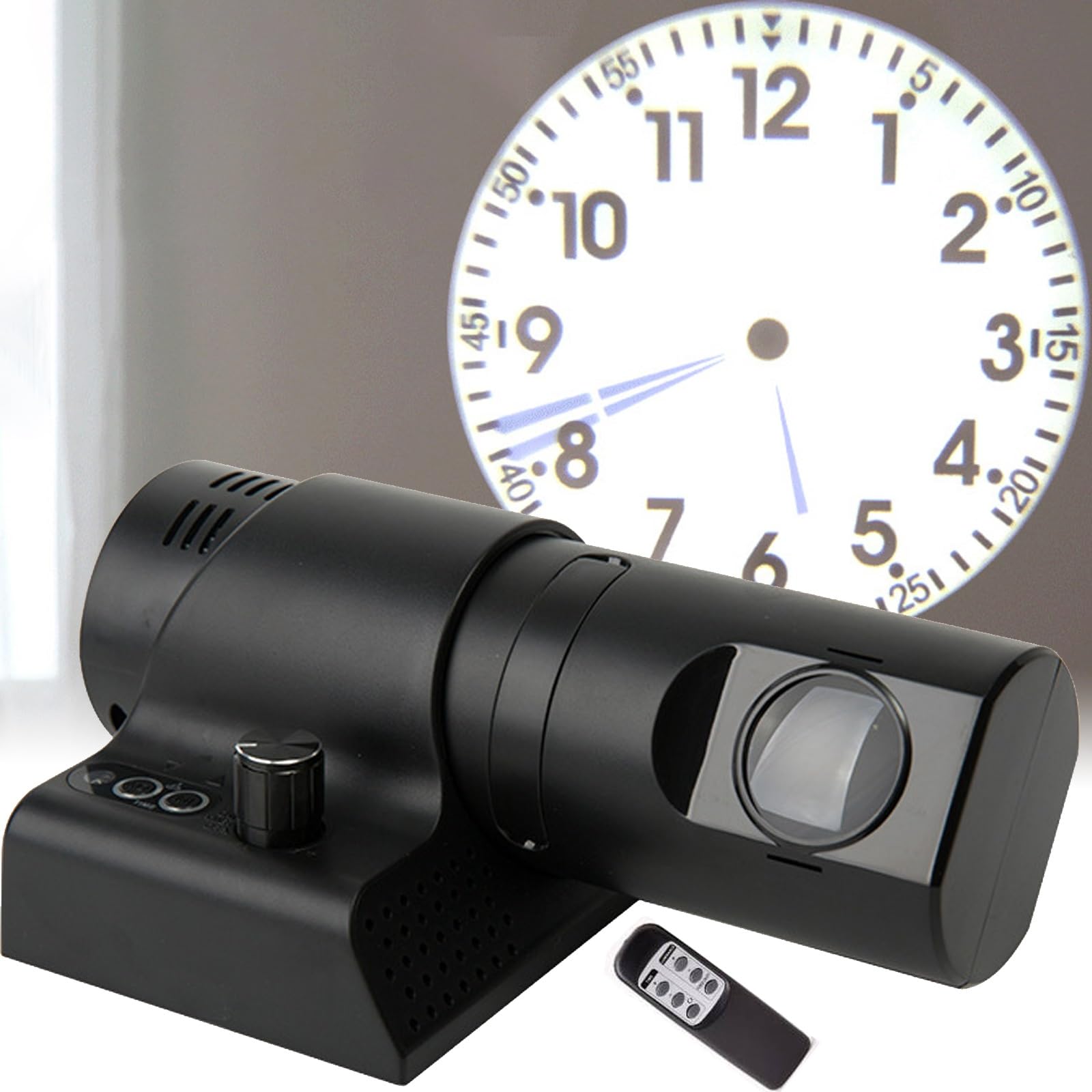 Reloj despertador LED con proyección giratoria de 180° y mando a distancia, números arábigos y romanos conmutables, ideal para dormitorio y oficina