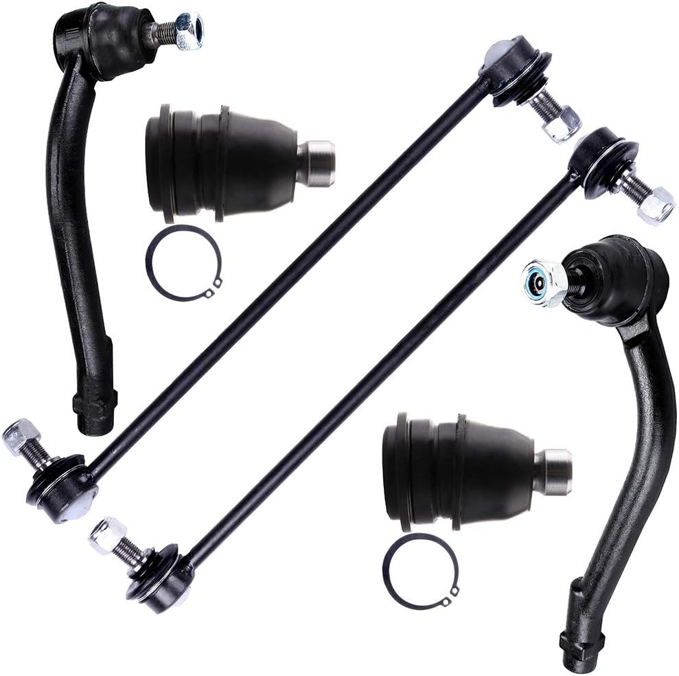 SCITOO 6-PC SET Suspension Kit for Hyundai Santa Fe for Kia Sorento Front Lower Ball Joint, Front Sway Bar End Link - Driver Side Passenger Side, Front Outer Tie Rod End