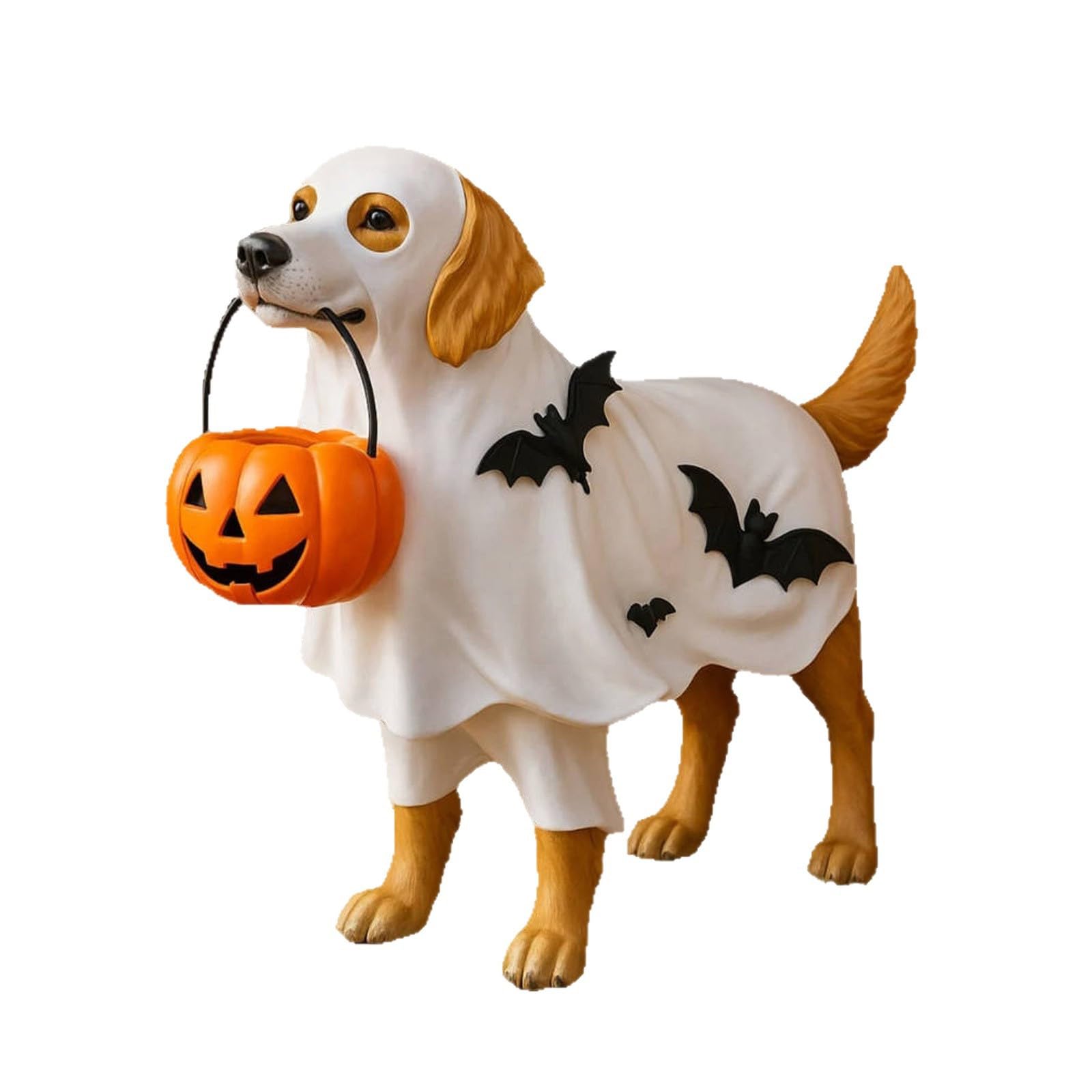 Kalttoy 1 Dog Holding Pumpkin Bowl Halloween Decor for Mantel, Table Centerpiece, Shelf & Party Display (1-Piece) Place Your Decoration in Seconds—no Tools Needed