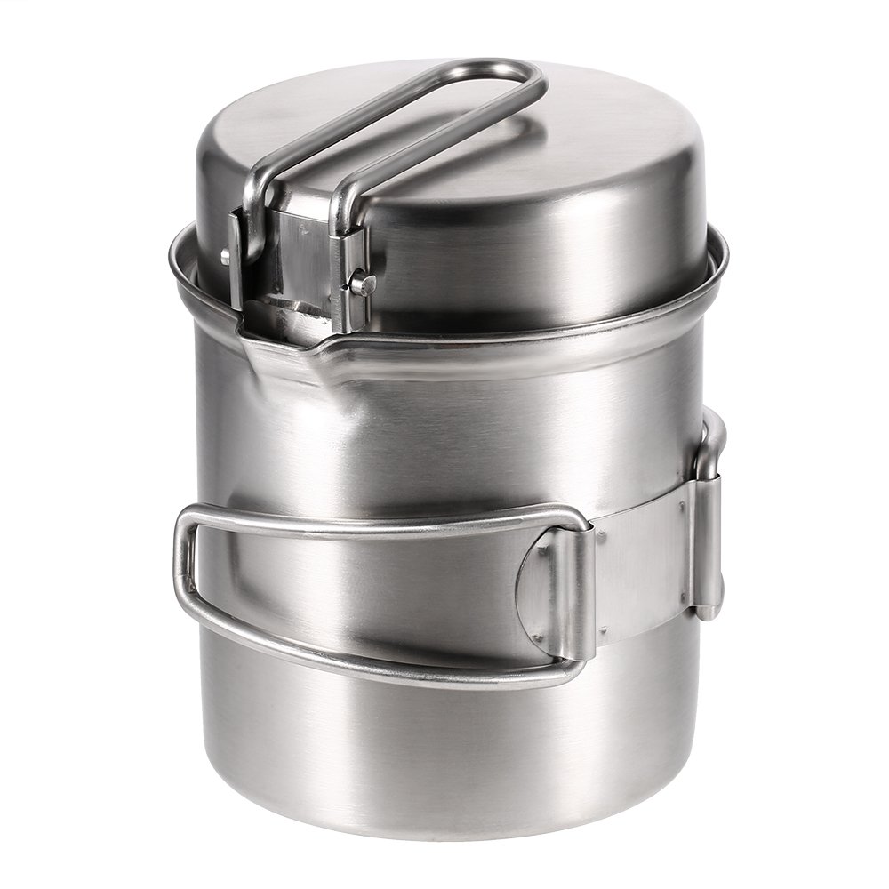 Hanzete Réchaud de camping portable Combo réchaud à bois et casserole de cuisson pour plein air randonnée randonnée randonnée