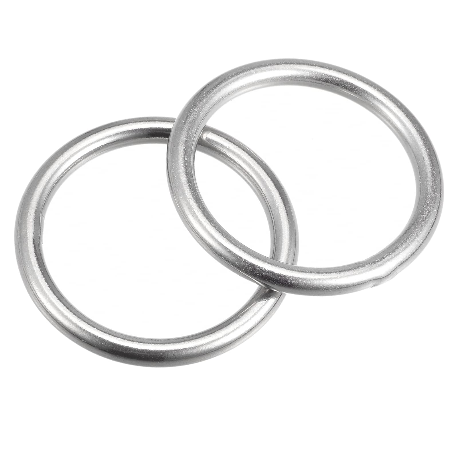 uxcell 316 Stainless Steel Round Ring Welded O-Rings 45mm(1.77") ID 6mm Thick 2pcs
