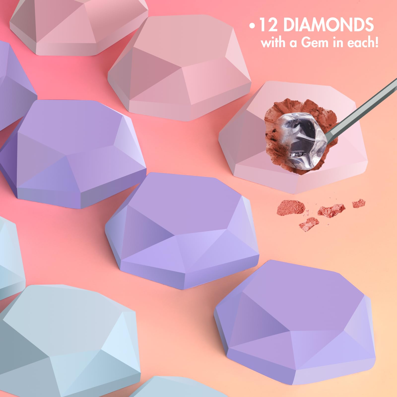 Gamerside Kit Excavation Enfant – 12 Pierres Précieuses Naturelles à Déterrer avec 12 Cartes d’Apprentissage, Coffret Pierre Précieuse Enfant Éducatif, pour Garçons et Filles de 6 à 12 Ans