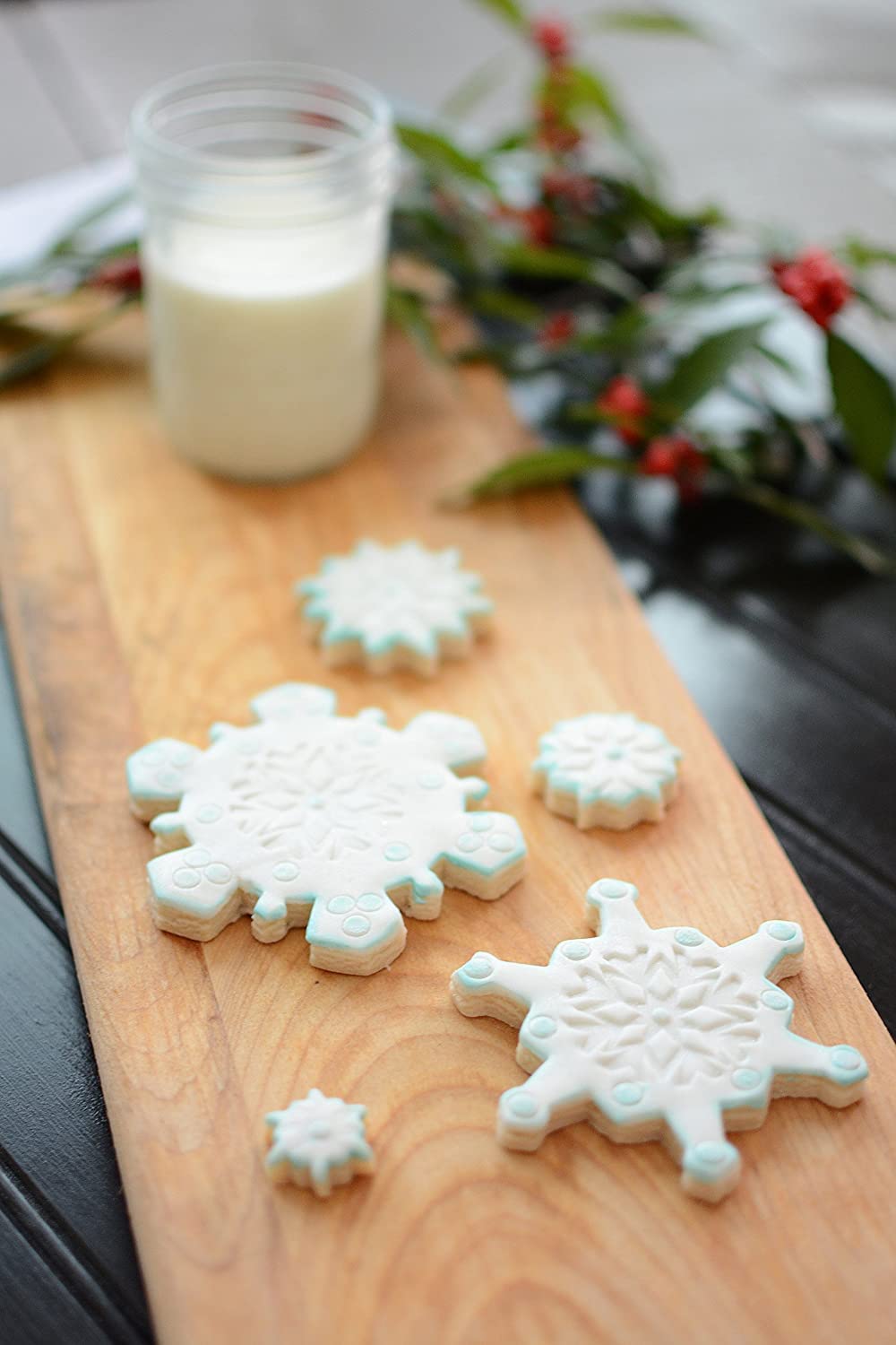 Juego de 5 cortadores de galletas de plástico de copo de nieve