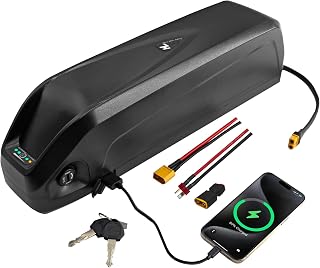 48V Ebike Battery 10Ah 16Ah 20Ah Electric Bike Lithium Battery for 0-1500W Electric Bike/E-Bike Motors, with 2A Fast Charger 30A BMS, Indicator Light, Safe Lock, USB Port(48V 10Ah)