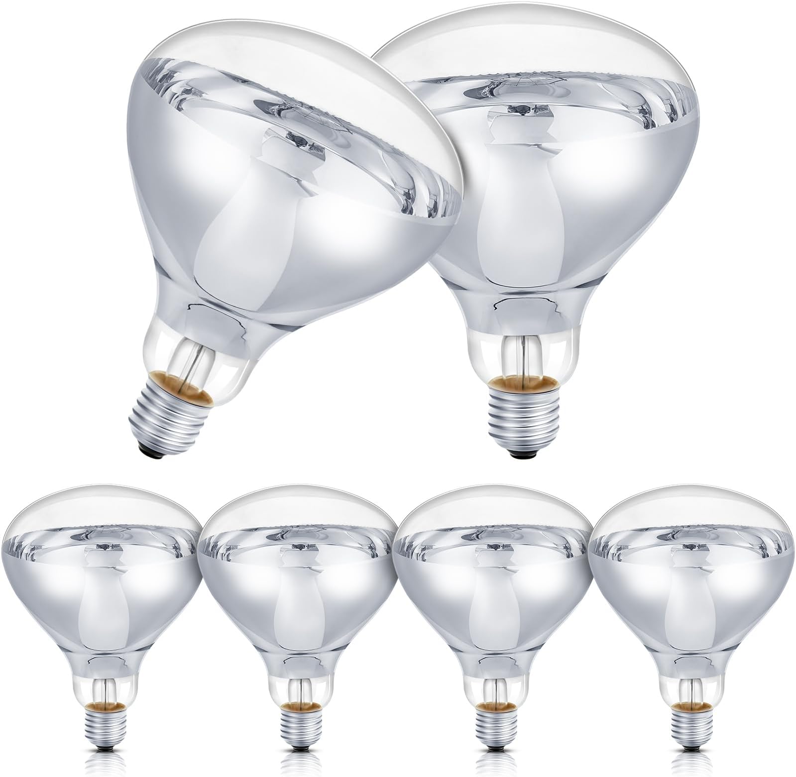 Tujoe 6 Pcs 110V Clear Infrared Heat Bulbs Heat Lamp Bulbs Medium E26 Base, Infrared Heat Flood