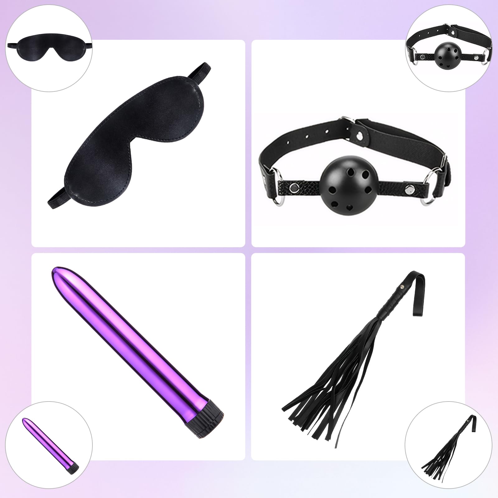Sex Bondage Ties 15PCS BDSM Kit, Set de Juguetes Eroticos Sexuales para Parejas Set Bondage Ajustable Juegos de Adultos para Parejas Set de Sujeción para Accesorios Sexuales Plug Anal (Púrpura)