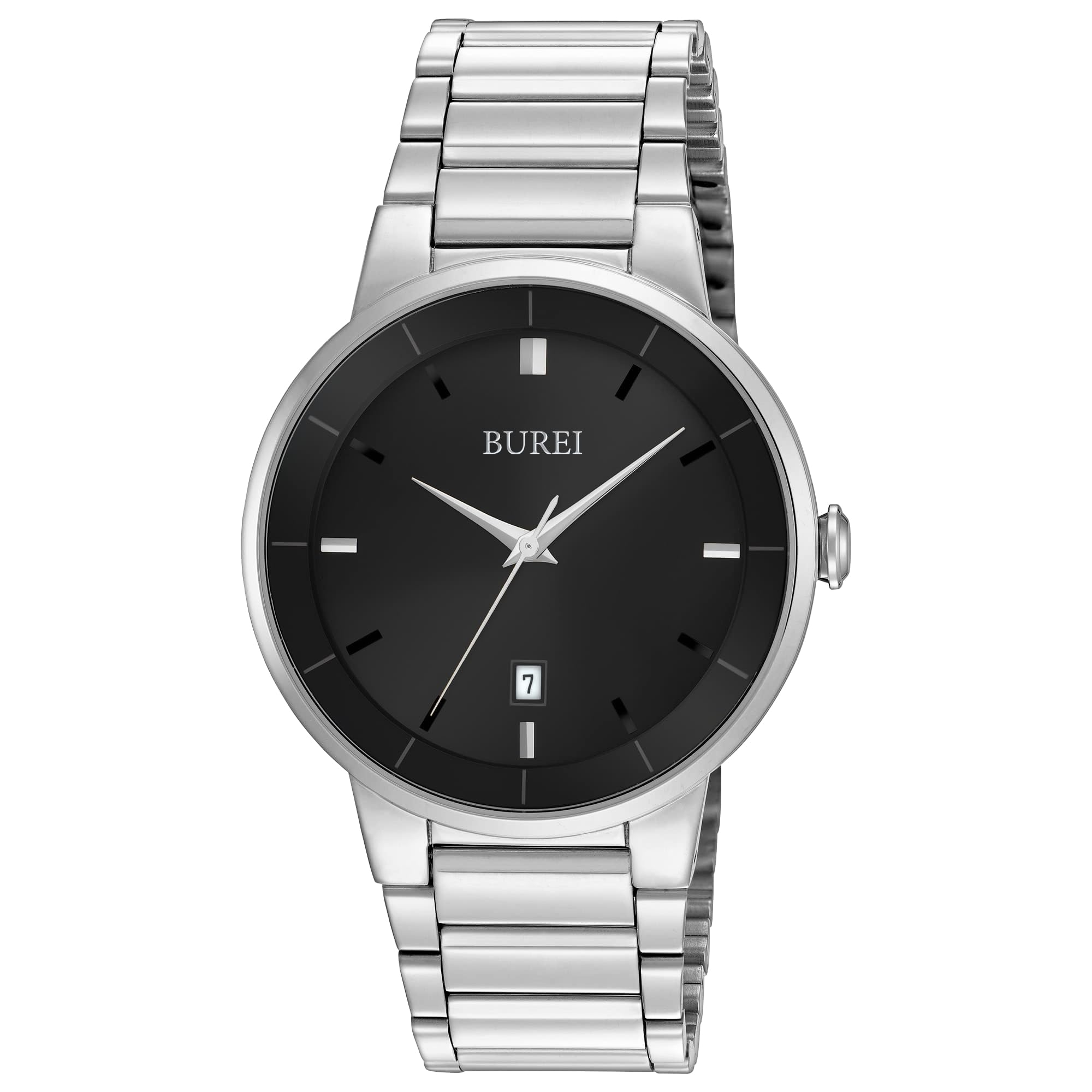 BUREI Men Watches Fashion Stainless Steel Watches for Men Analog Quartz Waterproof Wristwatch Gift for Mens