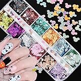 Mickey Nail Glitter Sequins Minnie Nail Art Supplies 12 Colors Holographic 3D Ultrathin Sequins Nail...