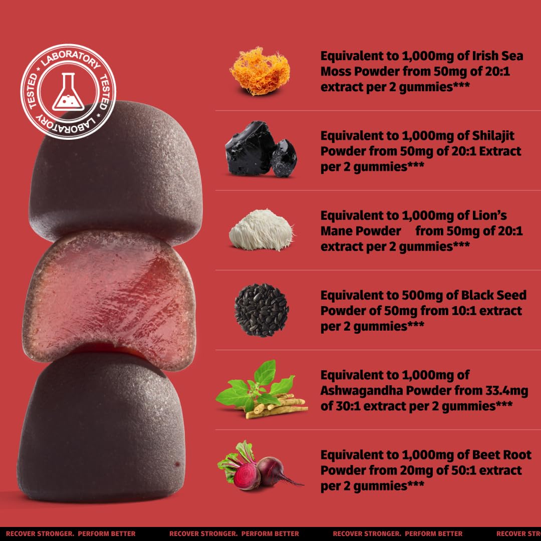 Coach Soak Shilajit Gummies Tasty Raspberry Watermelon Flavor - 60 ct — Amazon image 2