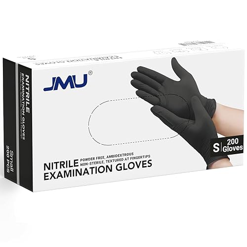 Miniatura 27 de JMU Guantes de nitrilo negros, tamaño pequeño, caja de 1200, guantes de examen de nitrilo de 3.5 mil, sin látex, sin polvo Negro -,Violeta