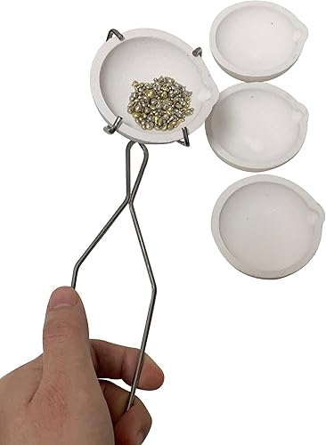Miniatura 3 de 4 piezas de 2.76 pulgadas de cerámica de cuarzo, para derretir oro, plata, cobre, pinzas para látigo, mango de 2A, olla para refinar joyas