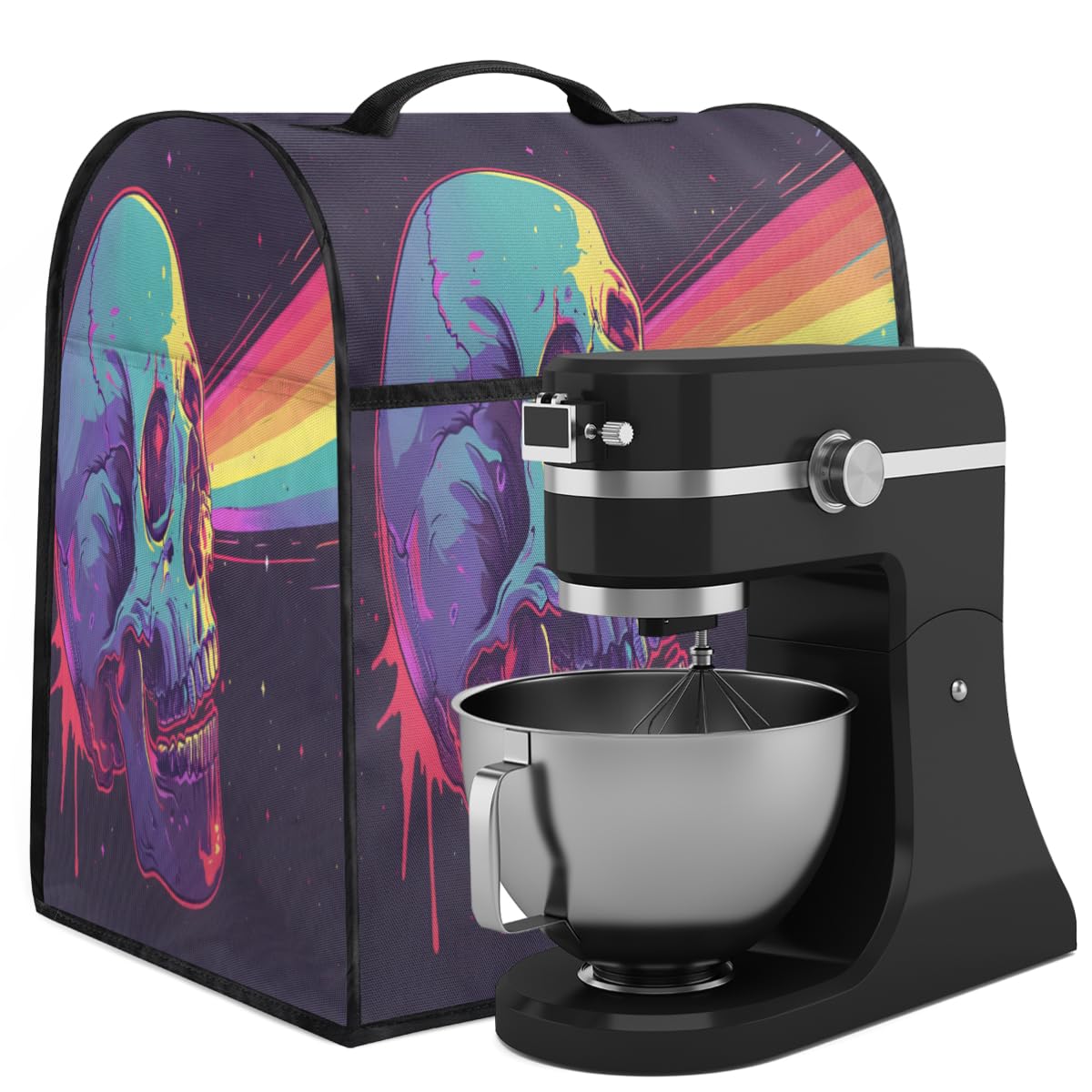 Coffee Maker Cover Skull Rainbow Kitchen Appliance Covers Small Appliance Covers Blender Cover Juicer Cover Dust Covers for Kitchen Appliances with Top Handle and Pockets,Washable,B133